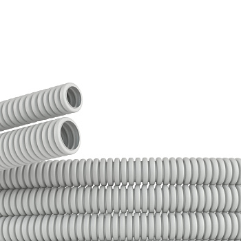 DKC Труба ПВХ гибкая гофр. д.50мм, тяжёлая без протяжки, 15м, цвет серый