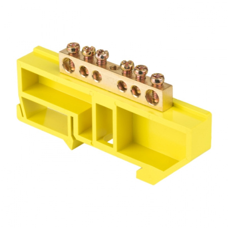 EKF PROxima Шина "0" N (6х9мм) 6 отверстий латунь желтый изолятор на DIN-рейку розничный стикер sn0-63-06-dz-r