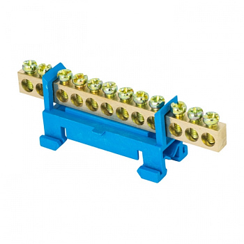 EKF PROxima Шина "0" N (6х9мм) 12 отверстий латунь синий изолятор тип "Стойка" на DIN-рейку розничный стикер