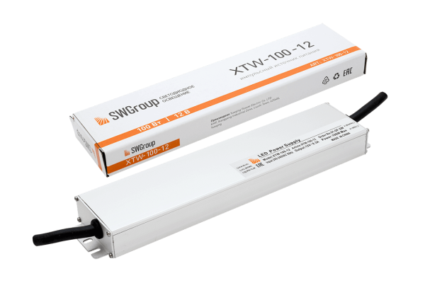 SWG Ультратонкий блок питания в металлическом корпусе, IP67, 100W, 12V XTW-100-12