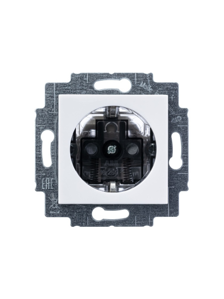 Купить ABB EPJ Levit белый / дымчатый чёрный Розетка с заземлением со шторками 2CHH203457A6062