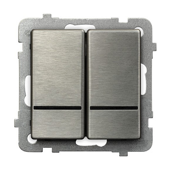 Ospel Sonata Сталь Выключатель 2-клавишный с подсветкой, без рамки ŁP-2RMS/m/37