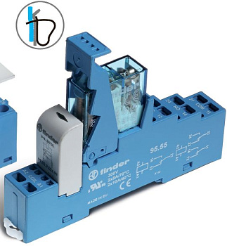 Finder Интерфейсный модуль (сборка 40.61.7.024.0000 + 99.02.9.024.99 + 95.55SMA), электромеханическое реле; 1CO 16A; контакты AgCdO; питание 24В DC (ч 488170240050SMA