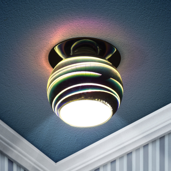 ЭРА DK88-1 Серебро/мультиколор Светильник декор "3D горизонт" G9,220V, 35W