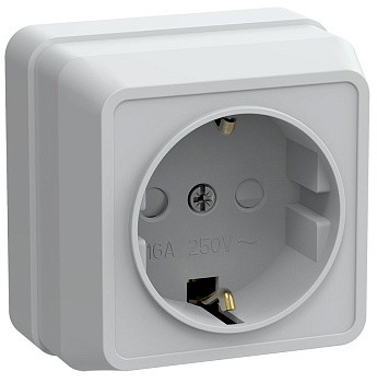 IEK OKTAVA РСш20-3-ОБ Розетка 1местн. c з/к с защ.штор. 16А откр.уст. (белый)