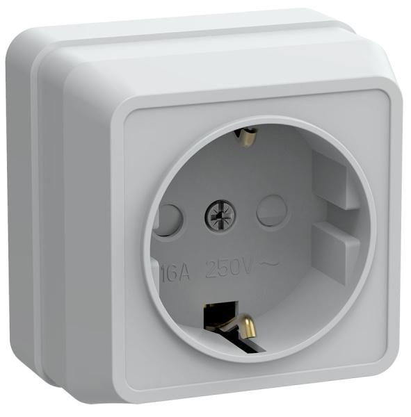 IEK OKTAVA РСш20-3-ОБ Розетка 1местн. c з/к с защ.штор. 16А откр.уст. (белый)