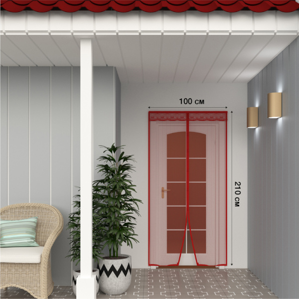 Дверная антимоскитная сетка розовая с цветами (магниты пришиты по всей длине сетки!) Rexant 71-0225