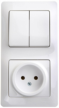Systeme Electric Glossa Бел Блок: розетка и 2-кл. выключатель