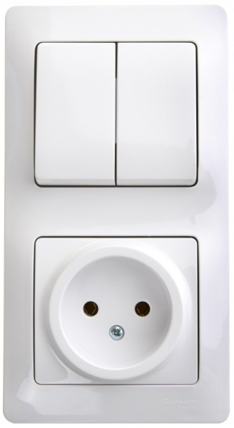 Systeme Electric Glossa Бел Блок: розетка и 2-кл. выключатель