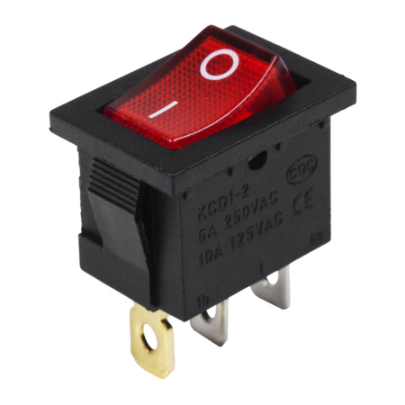 Выключатель клавишный 24V 15А (3с) ON-OFF красный с подсветкой Mini Rexant 36-2165