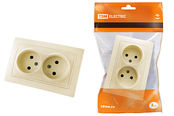 TDM Розетка двойная 2П 10А 250В сл. кость "Таймыр" SQ1814-0113