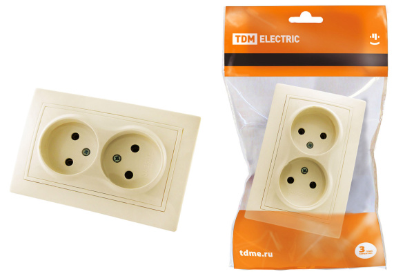 TDM Розетка двойная 2П 10А 250В сл. кость "Таймыр" SQ1814-0113