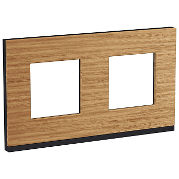 SE Unica Pure Дуб/Антрацит Рамка 2-ная горизонтальная NU600484