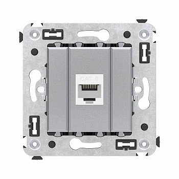 DKC Компьютерная розетка RJ-45 без шторки в стену, кат.6 одинарная, "Avanti", "Закаленная сталь"