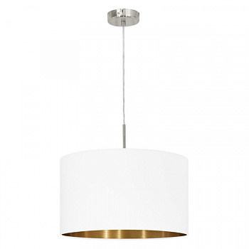 Eglo 95044 Подвес PASTERI, 1х60W (E27), ?380, никель матовый/текстиль, белый, медный