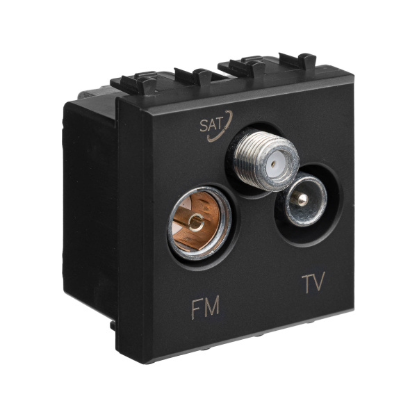 Купить DKC Розетка TV-FM-SAT модульная, "Avanti", "Черный матовый", 2 модуля