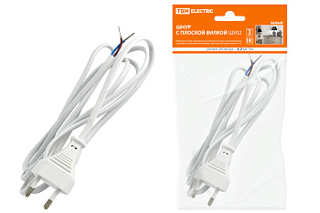 TDM Шнур с плоской вилкой ШУ02 ШВВП 2х0,75мм2 1,7 м. белый SQ1305-0011