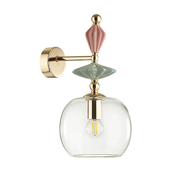 Odeon Light 4855/1WB CLASSIC ODL_EX21 золото/раноцветн./керамика/стекло Бра E14 1*40W BIZET