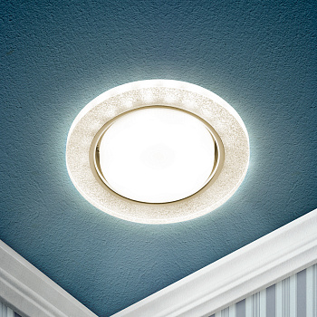 ЭРА Встраиваемый светильник со светодиодной подсветкой ЭРА DK LD51 CH/SHSL GX53 хром серебро