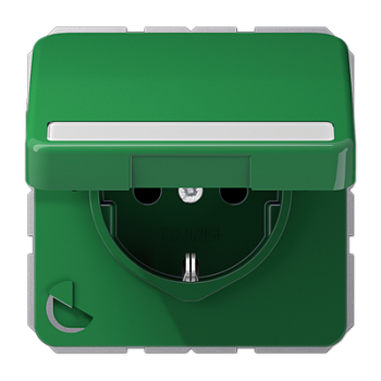 JUNG Штепсельная розетка SCHUKO 16A 250V~ с полем для надписи и защитой от влажности зеленая CD1520BFNAKLGN