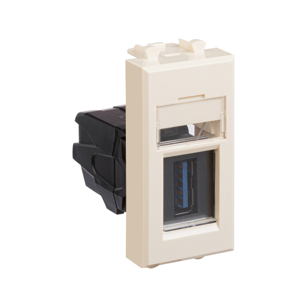 Купить DKC USB 3.0 розетка модульная, тип А-А, "Avanti", "Ванильная дымка", 1 модуль