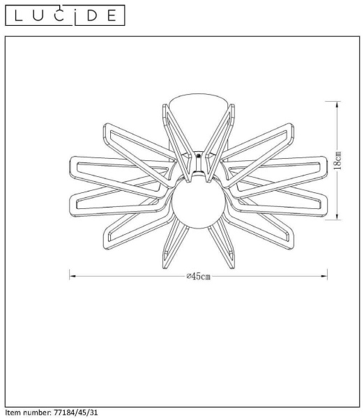 Купить Lucide ZIDANE Светильник потолочный 77184/45/30 E27/15W Black/Dark wood