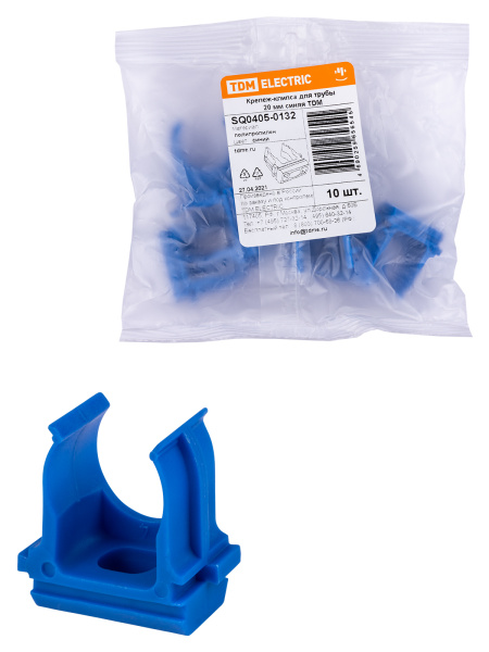 TDM Крепеж-клипса для трубы ПНД 20 мм (10 шт.) синяя SQ0405-0132
