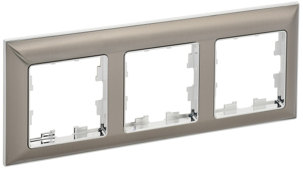 IEK BRITE Рамка 3-мест. РУ-3-Бр хром/никель