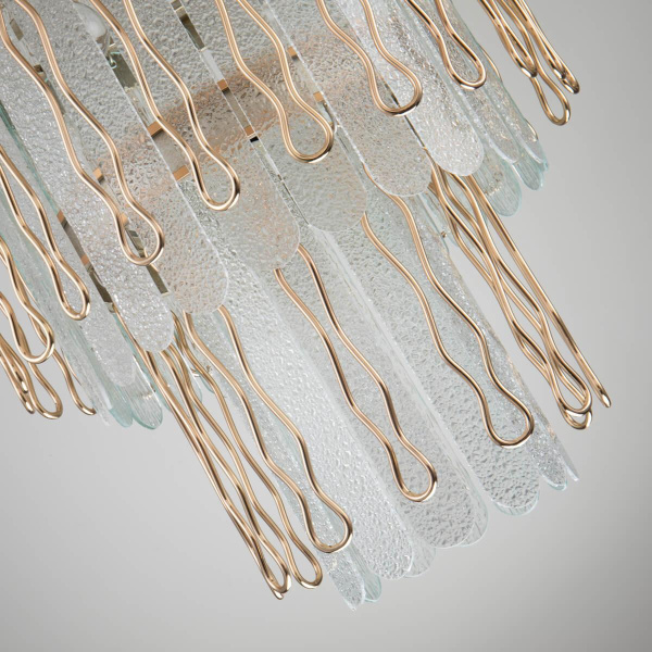 Купить Favourite Classic подвесная люстра каркас цвета французского серебра с золотой окантовкой, декоративные элементы из металла золотого цвета, подвески и 2696-9P