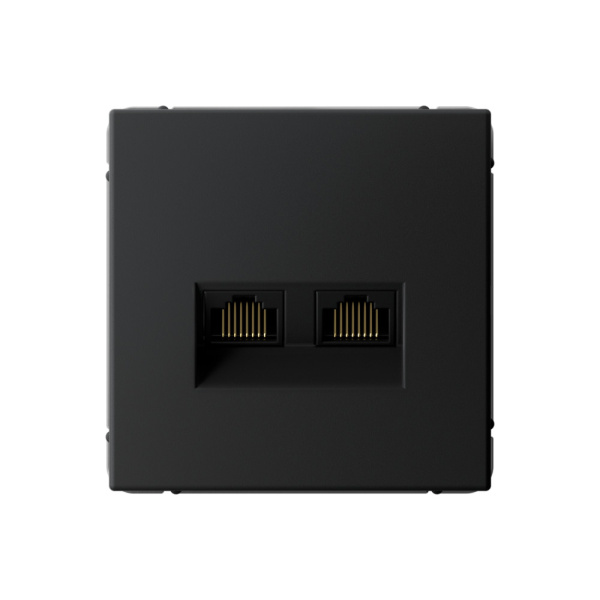 Systeme Electric ArtGallery Карбон Розетка двойная компьютерная RJ45+RJ45, кат.6А, механизм