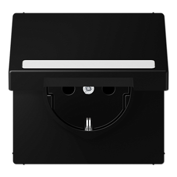 JUNG LS 990 Черный матовый Розетка с крышкой, с полем для надписи, SCHUKO LS1520BFNAKLSWM