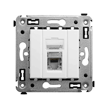 DKC Компьютерная розетка RJ-45 в стену, кат.5e одинарнаяэкранированная,"Avanti", "Белое облако"