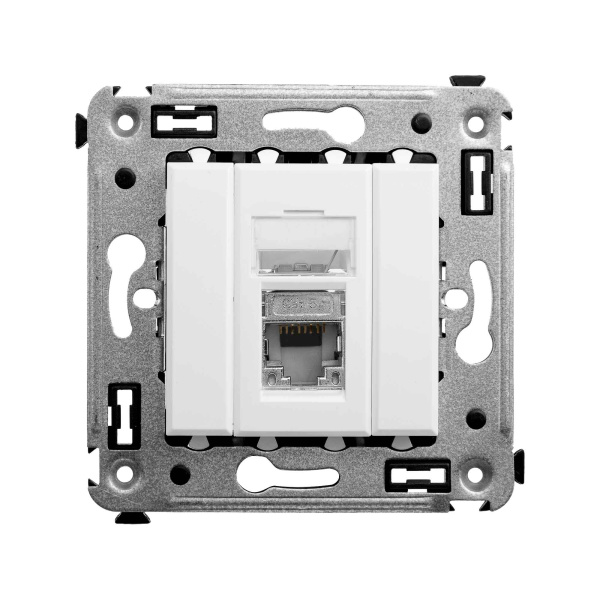 DKC Компьютерная розетка RJ-45 в стену, кат.5e одинарнаяэкранированная,"Avanti", "Белое облако"