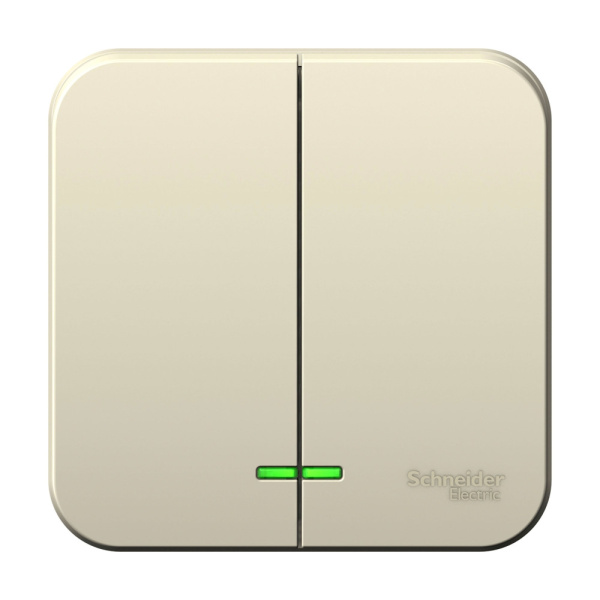 Systeme Electric Blanca наруж Молочный Выключатель 2-клавишный с подсветкой, 10А, 250B