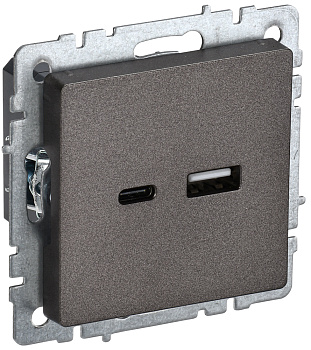 IEK BRITE BASE Темн.бронза Розетка USB A+C 18Вт РЮ11-1-БрТБ