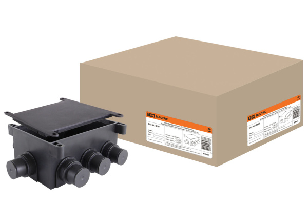 TDM Коробка распаячная  СП 118х76х60мм, 8 вводов, черная, для заливки в бетон, IP44 SQ1402-9501