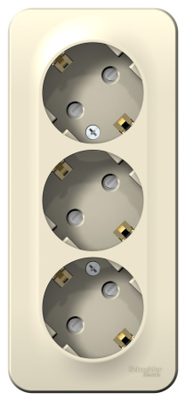 Купить Systeme Electric Blanca наруж Молочная Розетка 3-ая с/з со шторками 16А, 250В, изолир. пластина