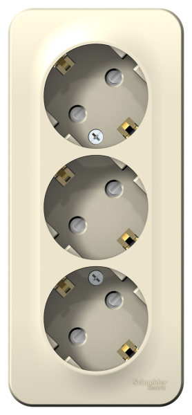 Купить Systeme Electric Blanca наруж Молочная Розетка 3-ая с/з со шторками 16А, 250В, изолир. пластина