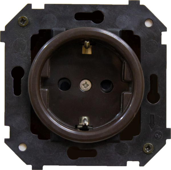 BIRONI Шедель Пластик Коричневый Розетка с/з ( скрытый монтаж) B3-101-22