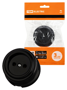 TDM Розетка 2П 10А 250В черная «Виви» SQ1820-1211