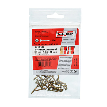 Tech-Krep Саморез ШУж 3,0х20 пот. гол. (30 шт) - пакет 102473