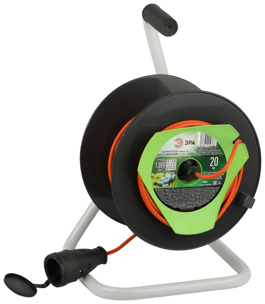 ЭРА Удлинитель силовой RP-1-2x0.75-20m на пластиковой катушке без заземления 1 розетка 20м ПВС 2х0,75мм2