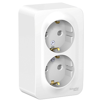 Systeme Electric Blanca наруж Бел Розетка 2-ая с/з со шторками 16А, 250В, изолир. пластина