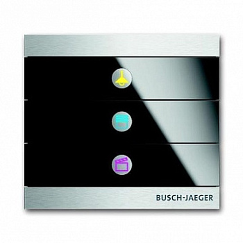 ABB KNX Busch-priOn Чёрн стекло Накладка сенсора 3-клав 2CKA006310A0124