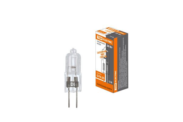 TDM Лампа капсульная галогенная JC - 50 Вт - 12 В - GY6.35 прозрачная SQ0341-0063