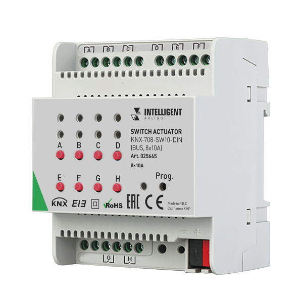 Arlight INTELLIGENT Релейный модуль KNX-708-SW10-DIN (BUS, 8x10A) (-) 025665