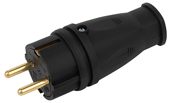 ЭРА Вилка VX10-B-IP44 каучуковая c заземлением 16А IP44 прямая черная