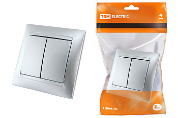 TDM Выключатель 2-х кл. 10А серебр. металлик "Лама" SQ1815-0202