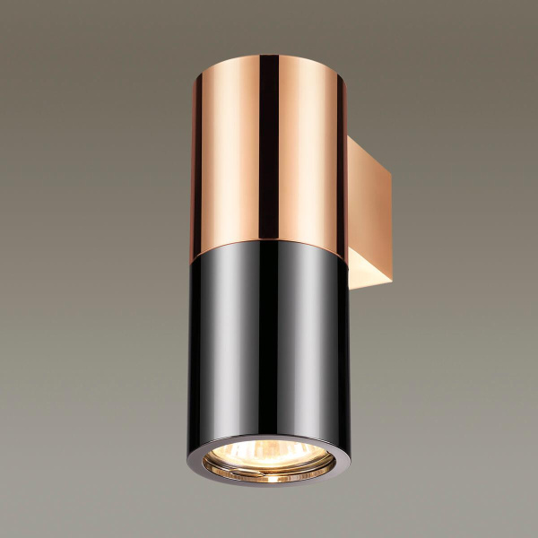 Купить Odeon Light 3583/1W  ODL19  201 черный с медью/металл Настенный светильник GU10 1*50W D180*H63 DUETTA