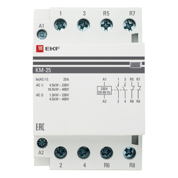 Купить EKF PROxima Контактор модульный КМ 25А 2NО+2NC (3 модуля)